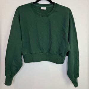 Aritzia Forest Green Cropped Sweatshirt